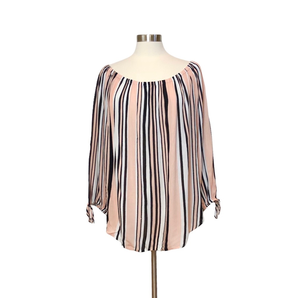 Fashion Web Ballet Pink Striped Off Shoulder Top